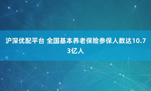 沪深优配平台 全国基本养老保险参保人数达10.73亿人